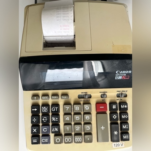 canon MP-25D III Adding Machine LARGE Display 12 Digit 2 Color Print Tested - Picture 5 of 9